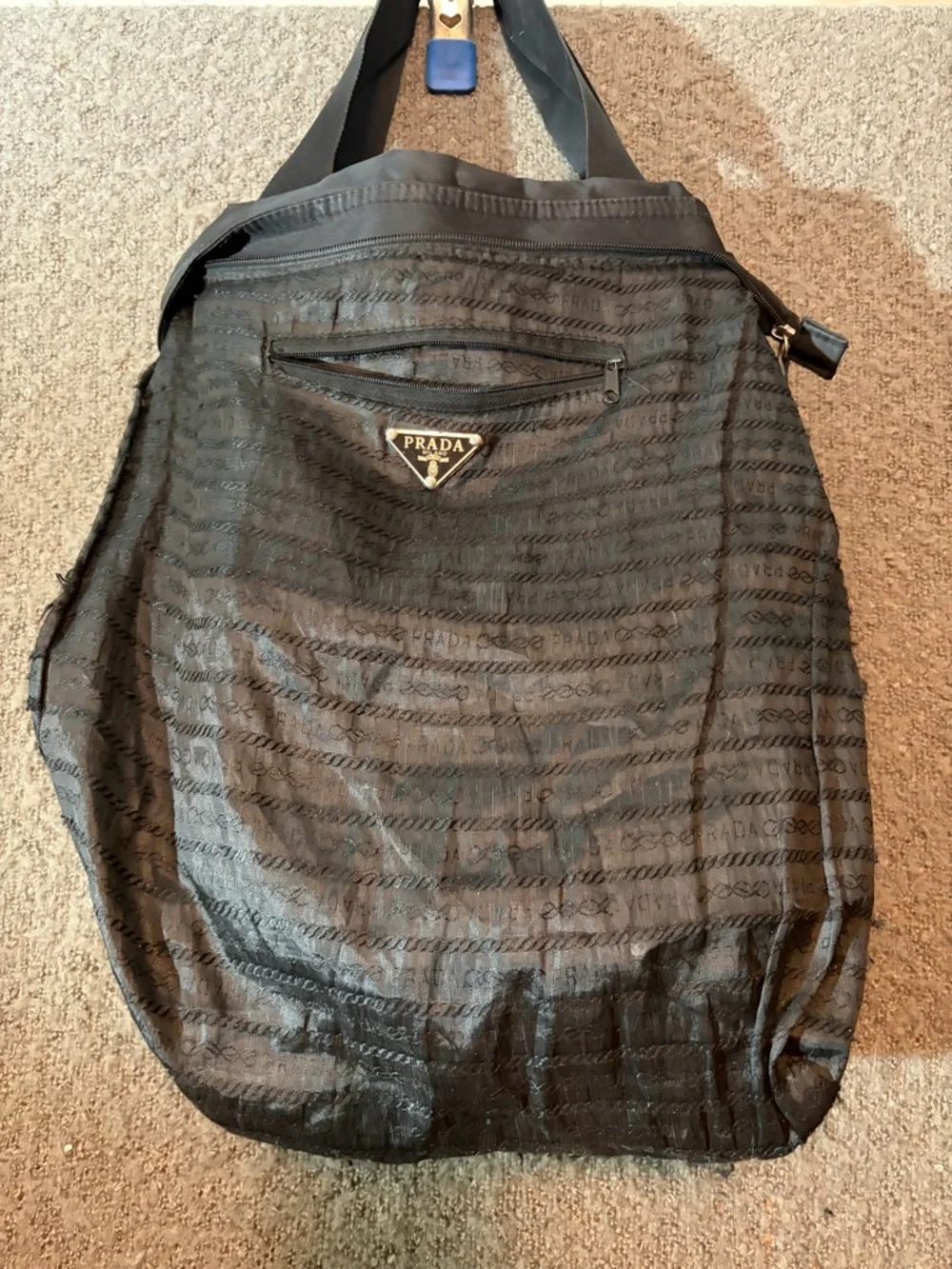Prada Black Messenger Bag with Silver Buckle